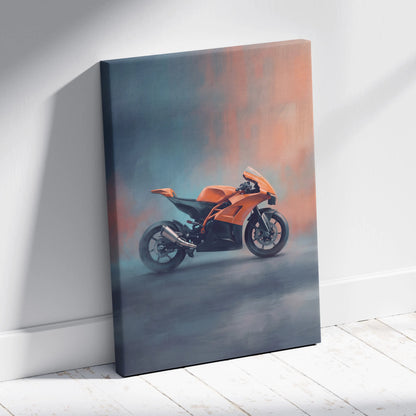 KTM RC8 Inspired Sport Bike Wall Art, Racing Canvas Art & Superbike Garage Print