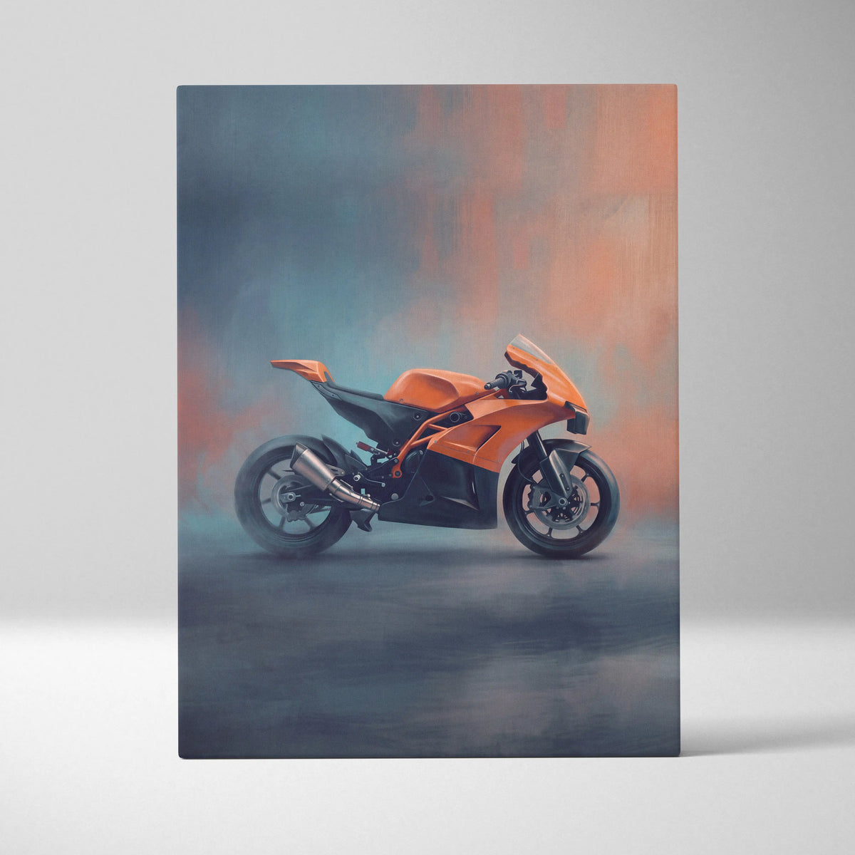 KTM RC8 Inspired Sport Bike Wall Art, Racing Canvas Art & Superbike Garage Print