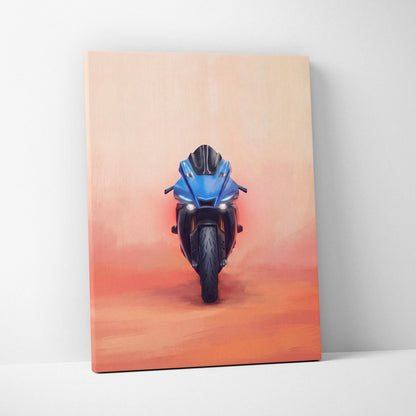 Yamaha R1 Inspired Canvas Art, Motorcycle Wall Art, Track Superbike & Garage Poster Print