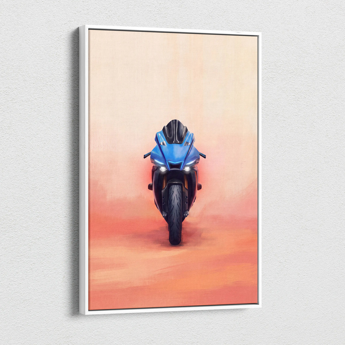 Yamaha R1 Inspired Canvas Art, Motorcycle Wall Art, Track Superbike & Garage Poster Print