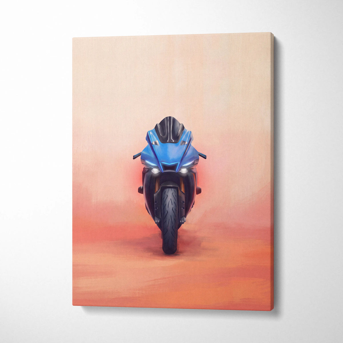 Yamaha R1 Inspired Canvas Art, Motorcycle Wall Art, Track Superbike & Garage Poster Print