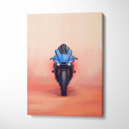 Yamaha R1 Inspired Canvas Art, Motorcycle Wall Art, Track Superbike & Garage Poster Print
