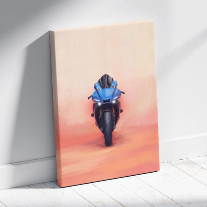 Yamaha R1 Inspired Canvas Art, Motorcycle Wall Art, Track Superbike & Garage Poster Print