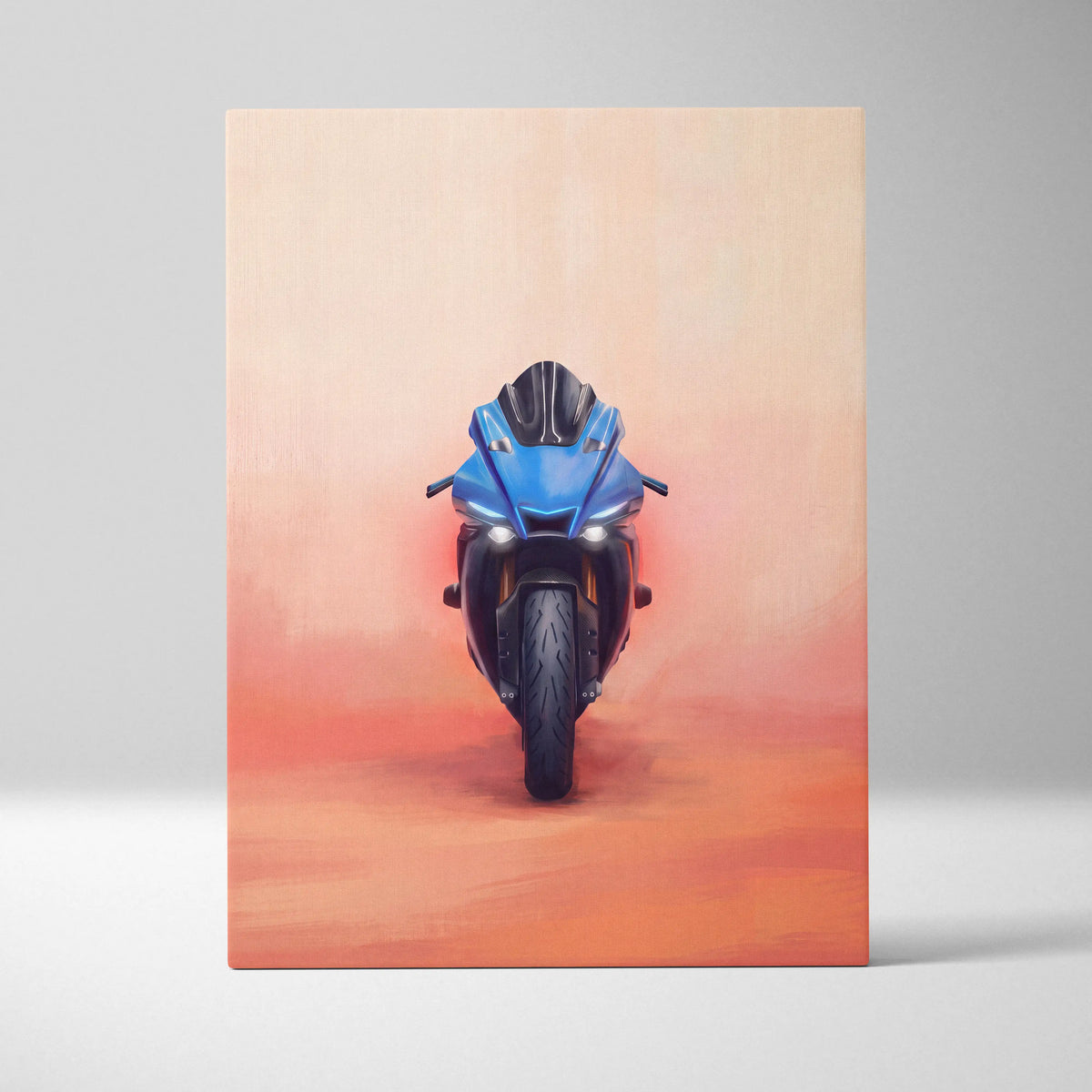 Yamaha R1 Inspired Canvas Art, Motorcycle Wall Art, Track Superbike & Garage Poster Print