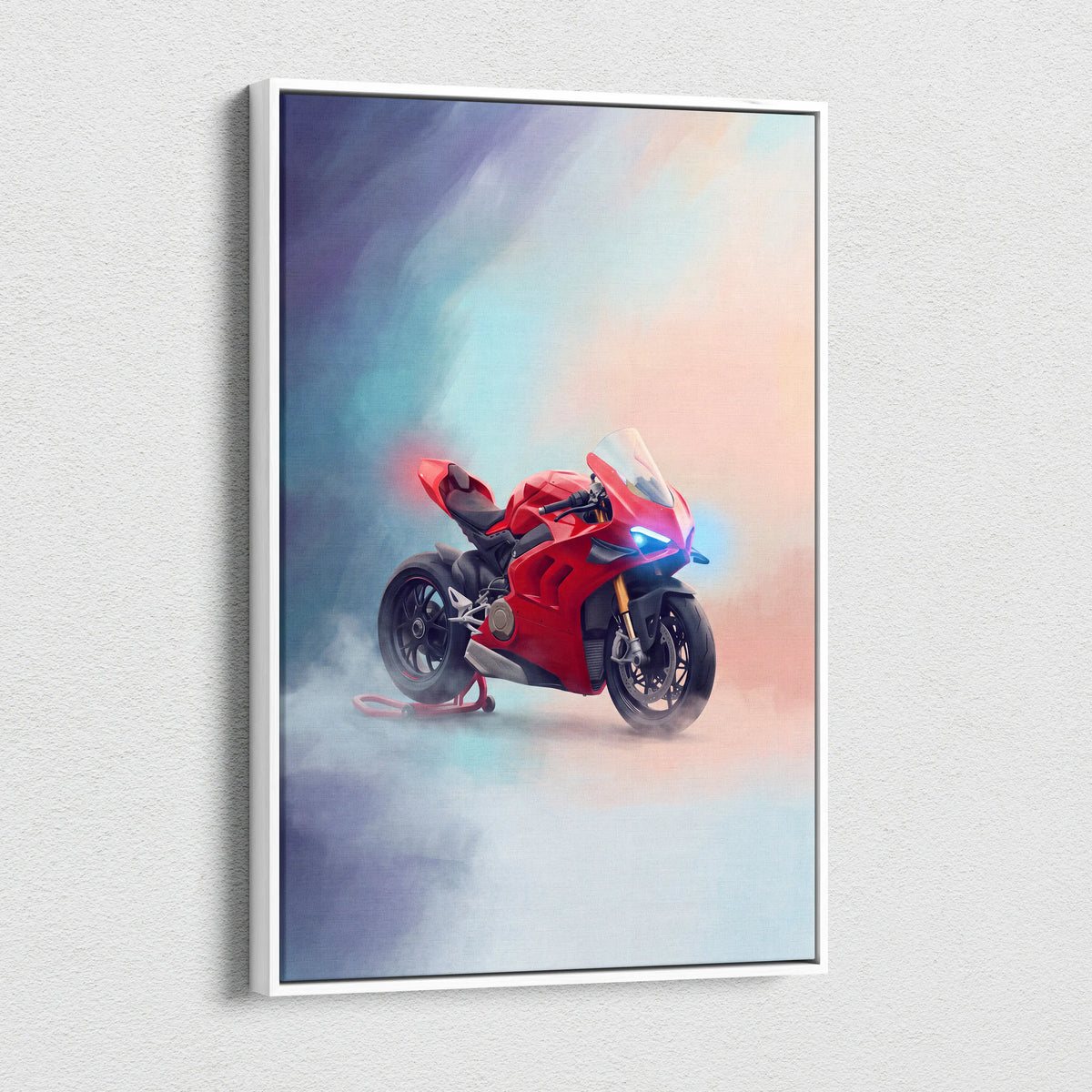 Ducati Panigale V4S Inspired Motorcycle Wall Art, Supersport Canvas Print & Racing Enthusiast Decor