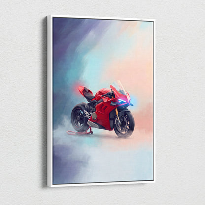 Ducati Panigale V4S Inspired Motorcycle Wall Art, Supersport Canvas Print & Racing Enthusiast Decor
