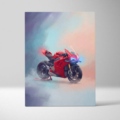 Ducati Panigale V4S Inspired Motorcycle Wall Art, Supersport Canvas Print & Racing Enthusiast Decor