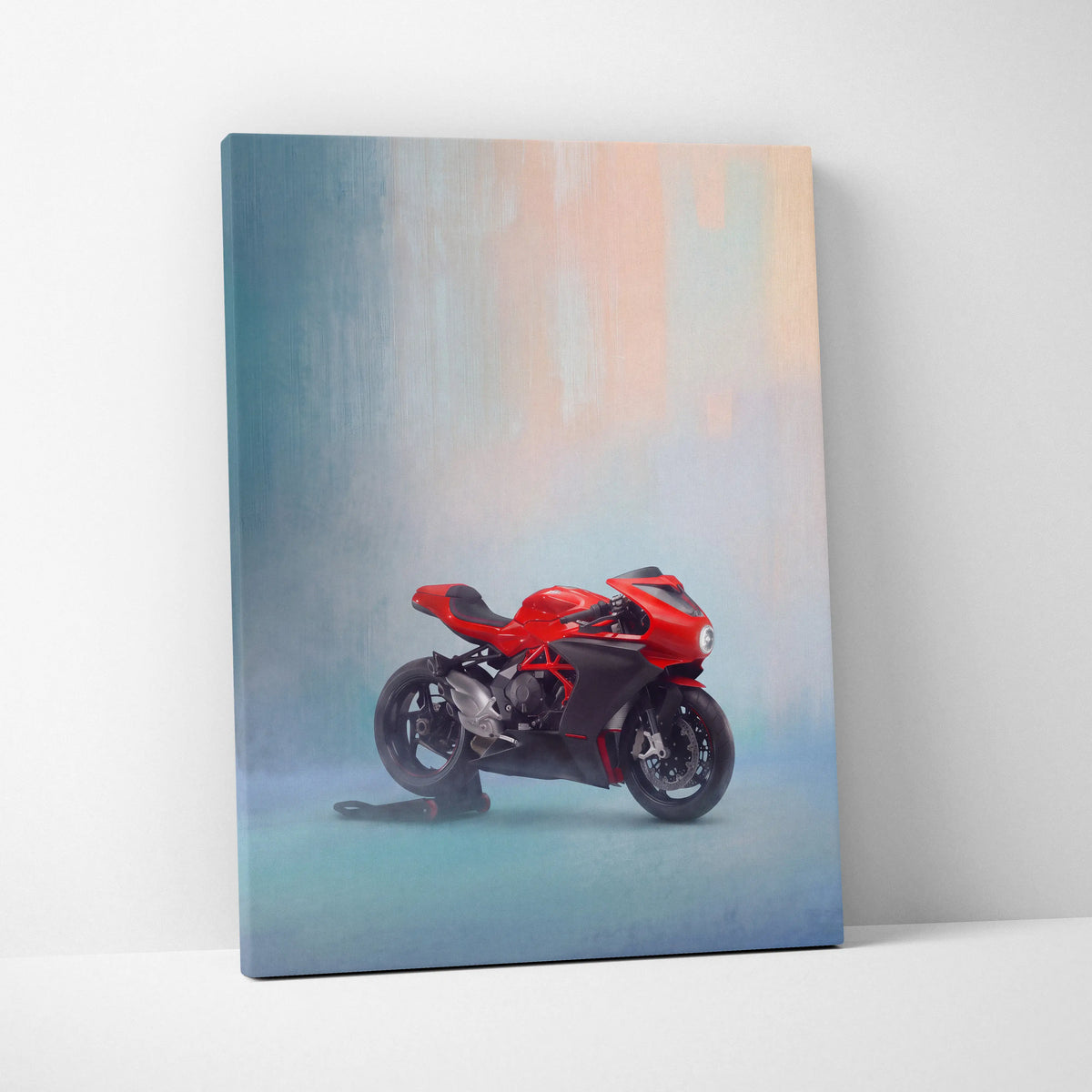 MV Agusta Superveloce Inspired Motorcycle Wall Art, Retro Canvas Print & Classic Cafe Racer Decor