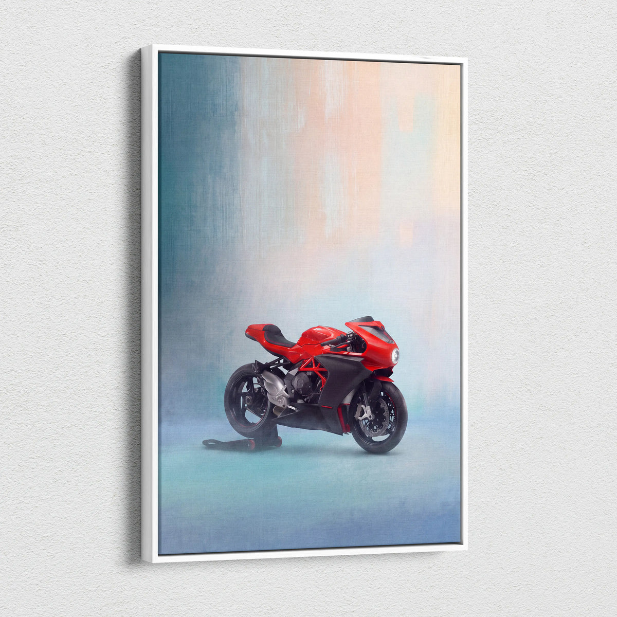 MV Agusta Superveloce Inspired Motorcycle Wall Art, Retro Canvas Print & Classic Cafe Racer Decor
