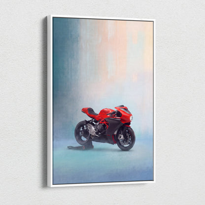 MV Agusta Superveloce Inspired Motorcycle Wall Art, Retro Canvas Print & Classic Cafe Racer Decor