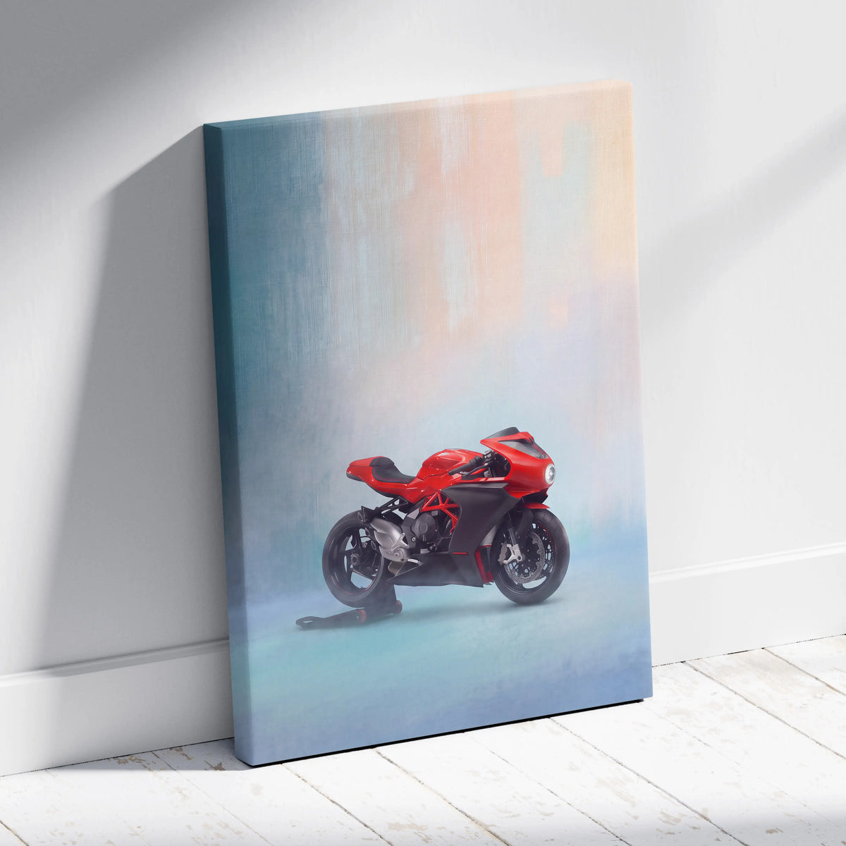 MV Agusta Superveloce Inspired Motorcycle Wall Art, Retro Canvas Print & Classic Cafe Racer Decor