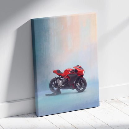 MV Agusta Superveloce Inspired Motorcycle Wall Art, Retro Canvas Print & Classic Cafe Racer Decor