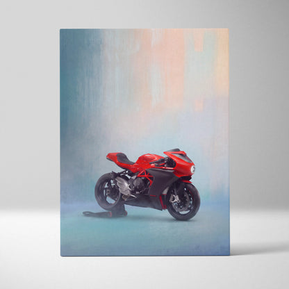 MV Agusta Superveloce Inspired Motorcycle Wall Art, Retro Canvas Print & Classic Cafe Racer Decor
