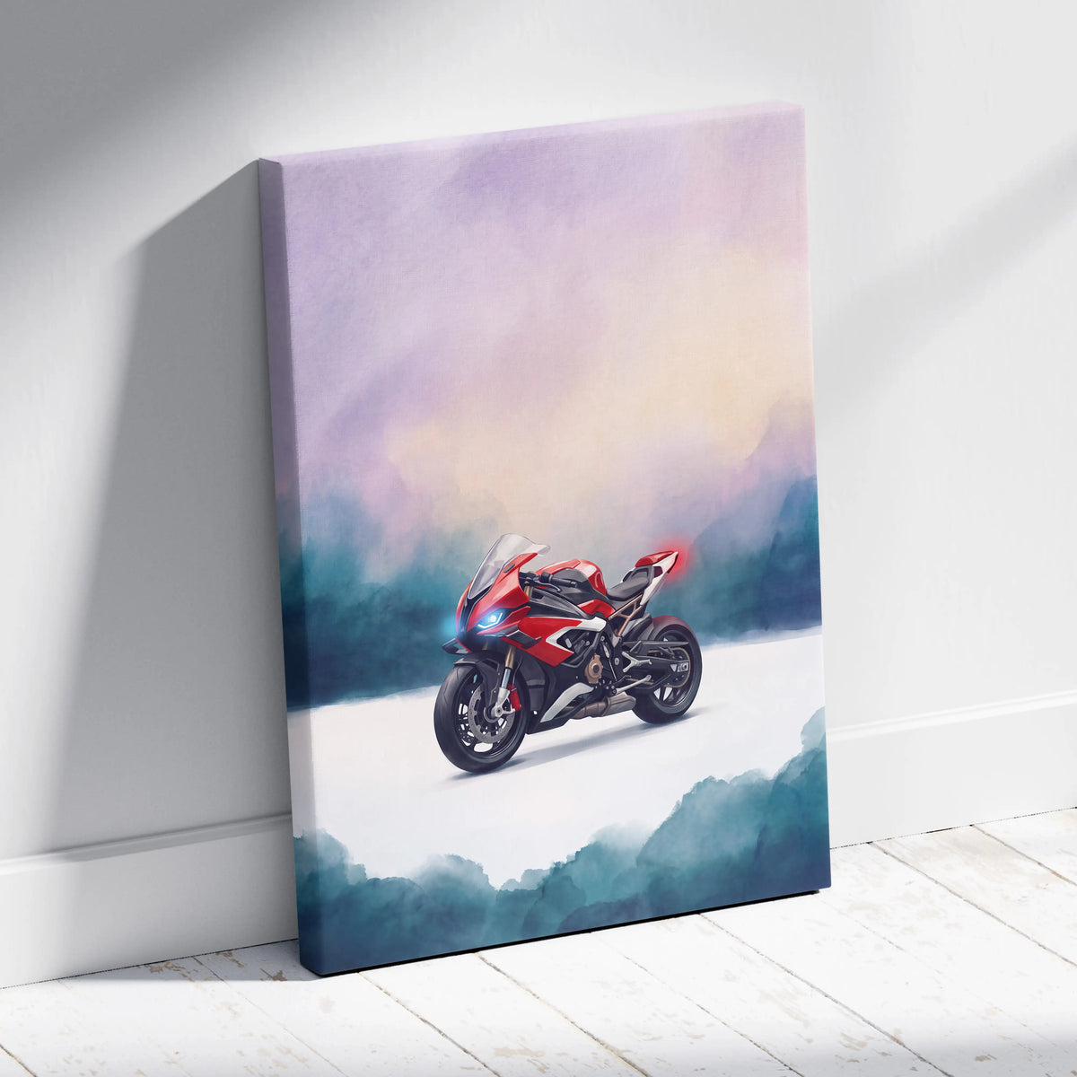BMW S1000RR Inspired Supersport Wall Art, Superbike Canvas Print & Racing Home Decor