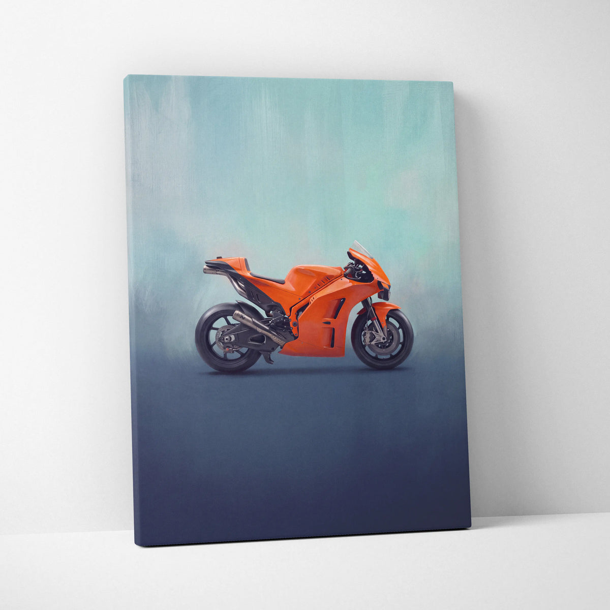 KTM RC 8C Inspired Canvas Art, Motorcycle Wall Art & Supersport Garage Poster Print