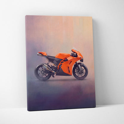 KTM RC 8C Inspired Sport Bike Wall Art, Track Racing Canvas Print & Superbike Decor