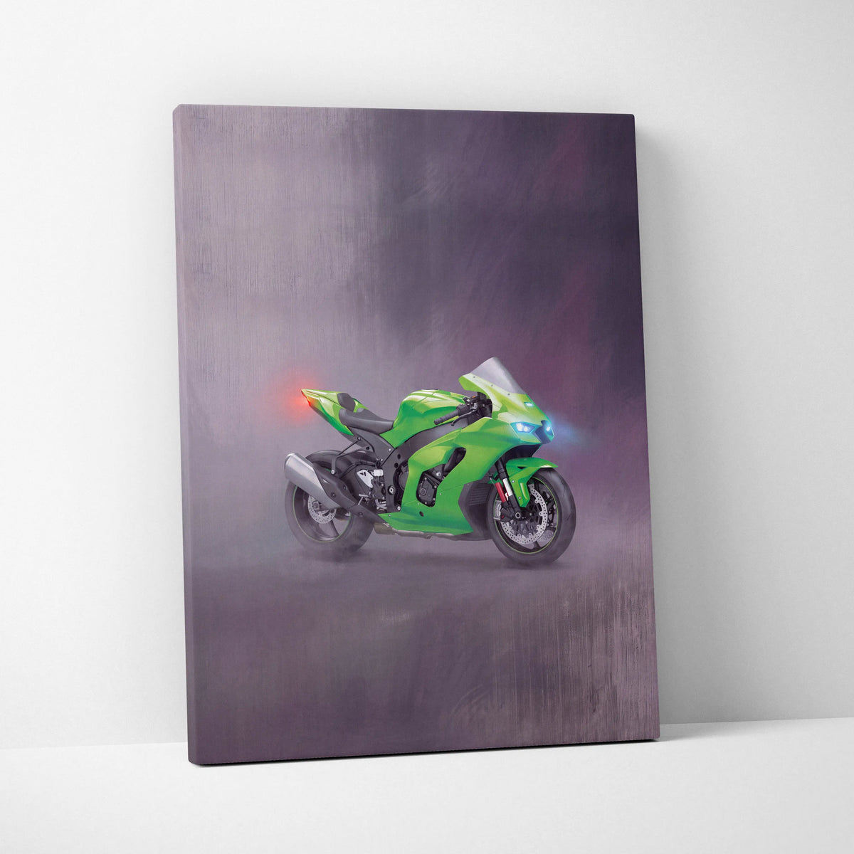 Kawasaki Ninja ZX-10RR Inspired Motorcycle Wall Art, Racing Canvas Art & Superbike Wall Decor