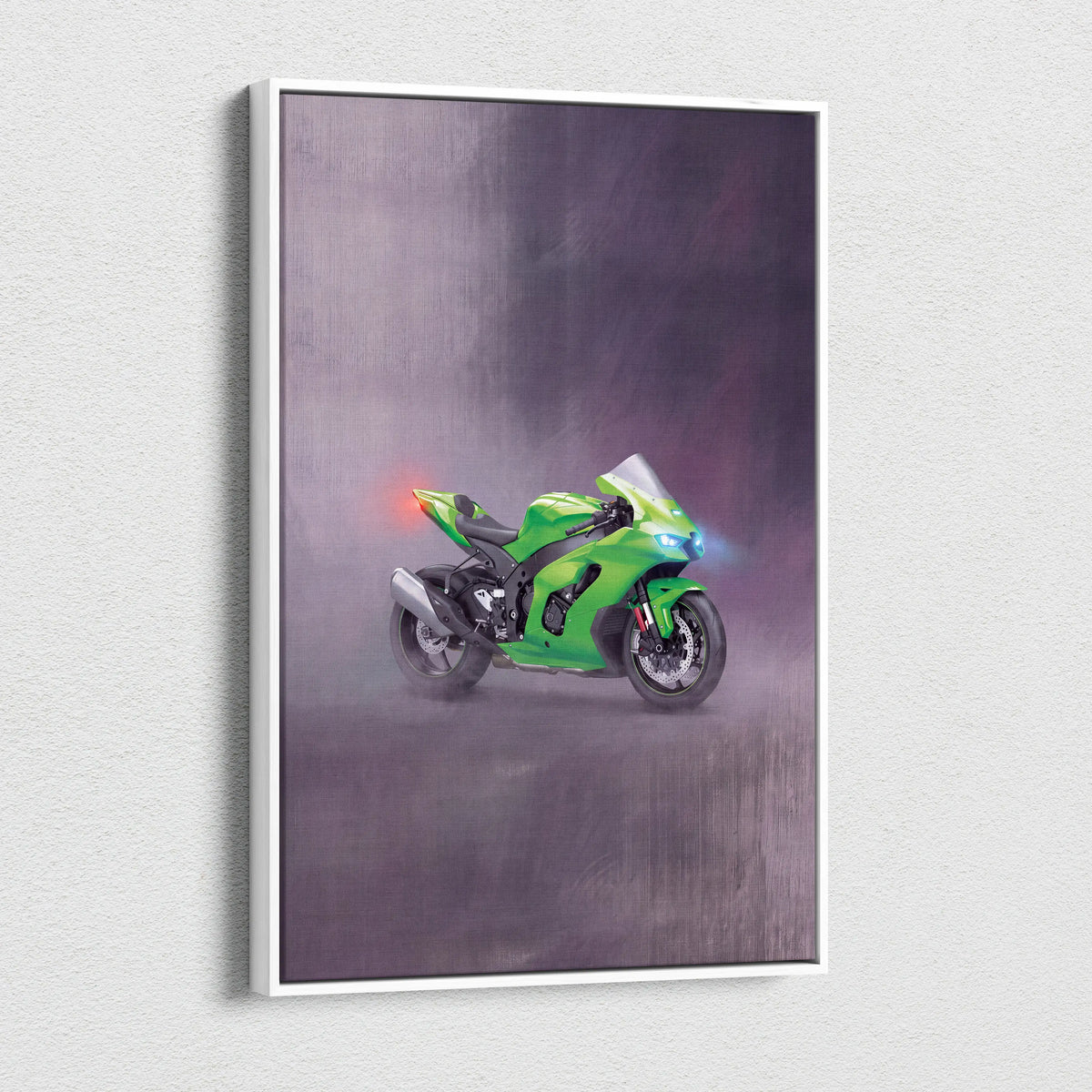 Kawasaki Ninja ZX-10RR Inspired Motorcycle Wall Art, Racing Canvas Art & Superbike Wall Decor