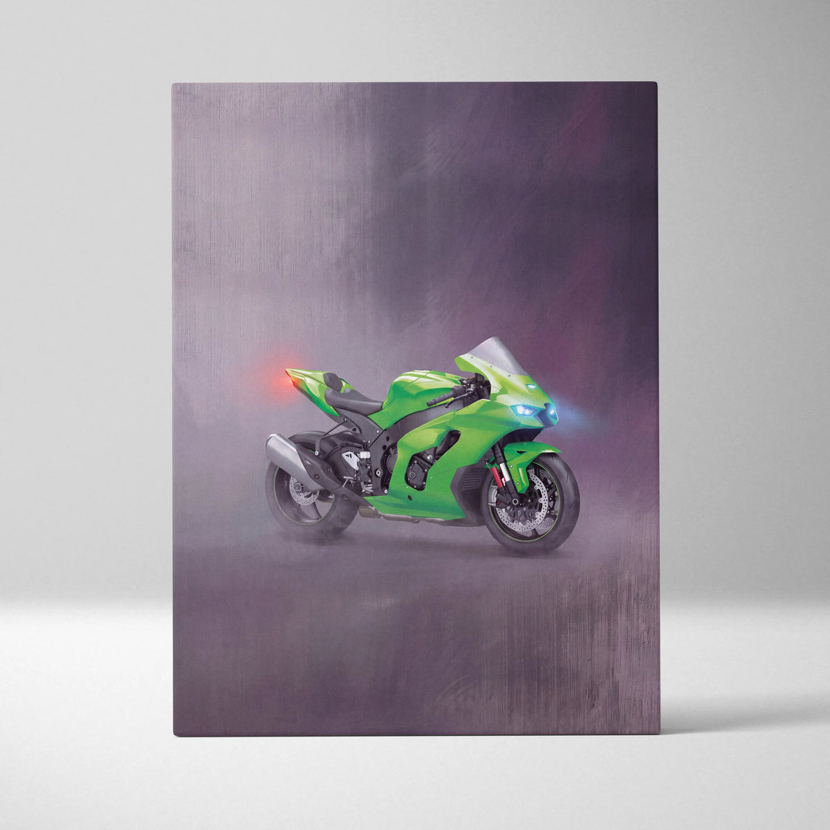 Kawasaki Ninja ZX-10RR Inspired Motorcycle Wall Art, Racing Canvas Art & Superbike Wall Decor