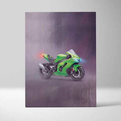 Kawasaki Ninja ZX-10RR Inspired Motorcycle Wall Art, Racing Canvas Art & Superbike Wall Decor