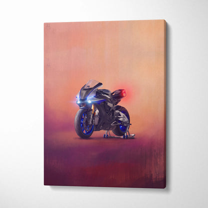 Yamaha R1M Inspired Canvas Art, Sport Bike Wall Art, Track Superbike & Garage Poster