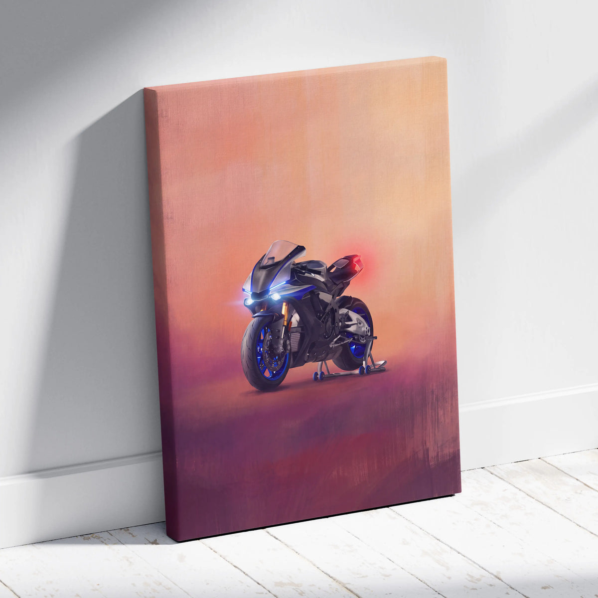 Yamaha R1M Inspired Canvas Art, Sport Bike Wall Art, Track Superbike & Garage Poster