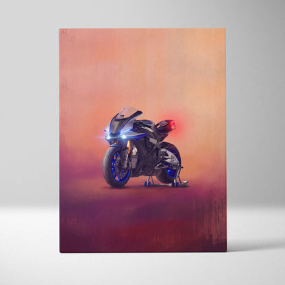 Yamaha R1M Inspired Canvas Art, Sport Bike Wall Art, Track Superbike & Garage Poster
