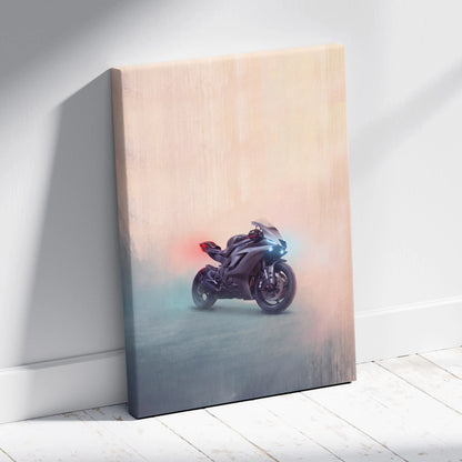 Yamaha YZF-R6 Inspired Sport Bike Wall Art, Stealth Canvas Print & Track Racing Decor