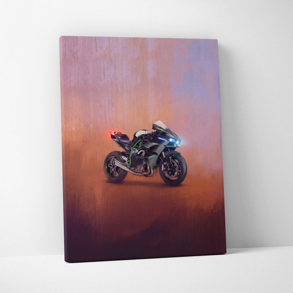 Kawasaki Ninja H2 Inspired Supersport Wall Art, Supercharged Canvas and Garage Decor