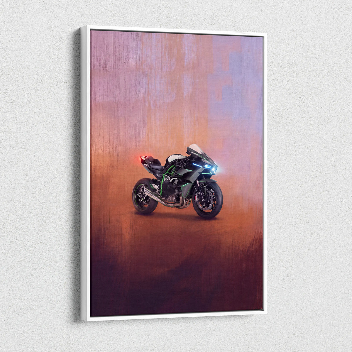 Kawasaki Ninja H2 Inspired Supersport Wall Art, Supercharged Canvas and Garage Decor