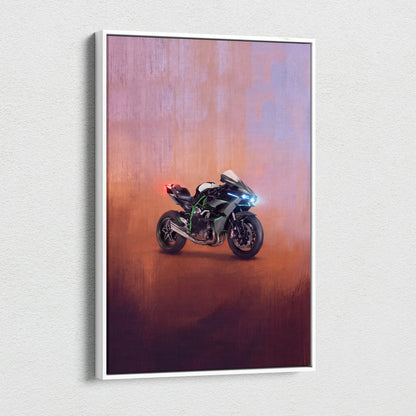 Kawasaki Ninja H2 Inspired Supersport Wall Art, Supercharged Canvas and Garage Decor