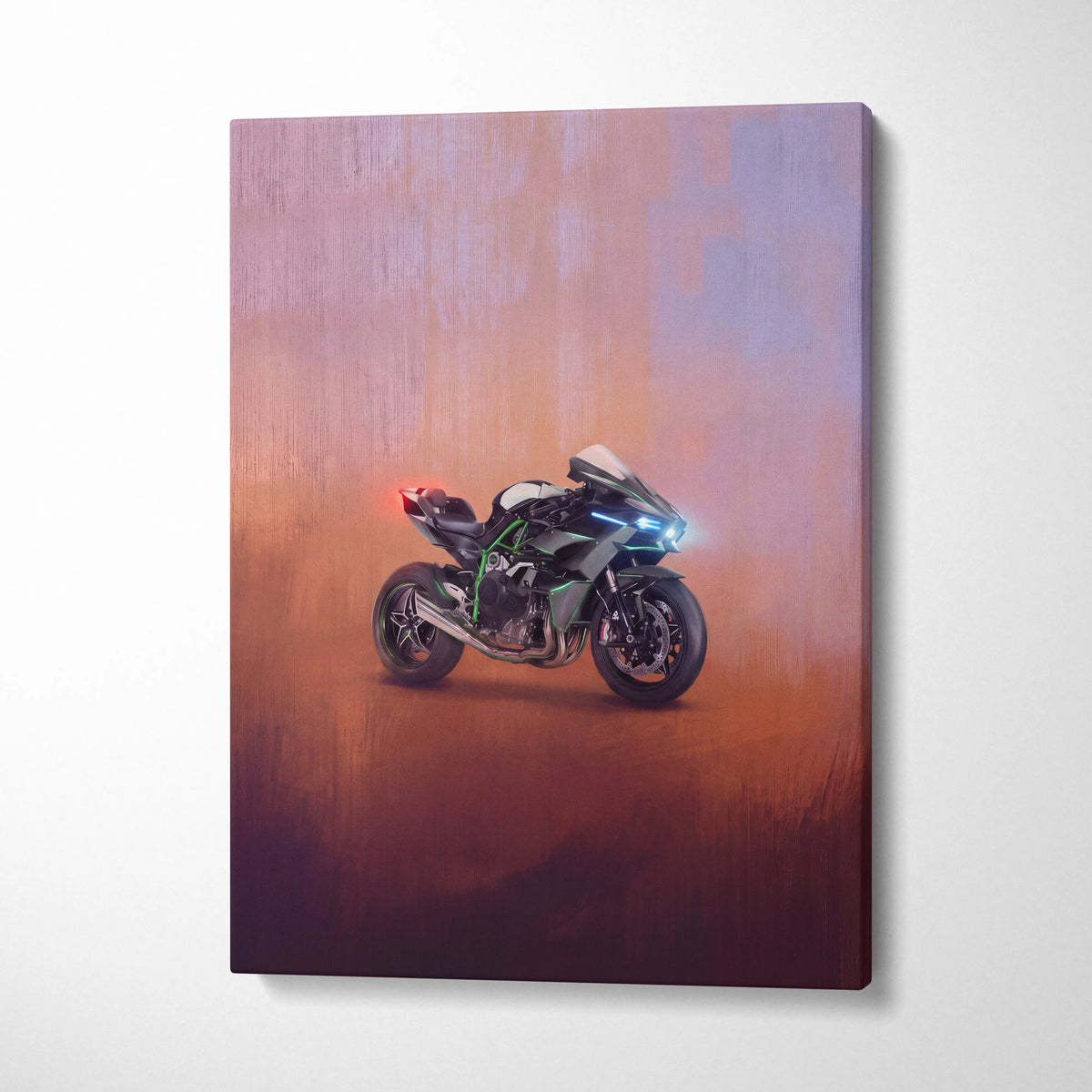 Kawasaki Ninja H2 Inspired Supersport Wall Art, Supercharged Canvas and Garage Decor