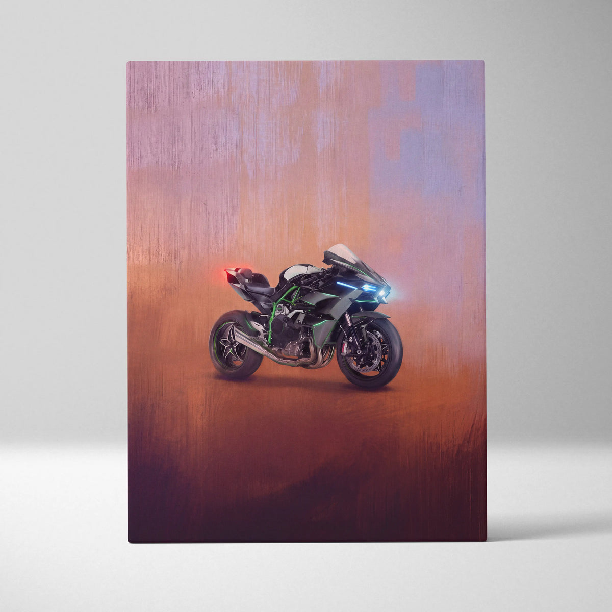 Kawasaki Ninja H2 Inspired Supersport Wall Art, Supercharged Canvas and Garage Decor