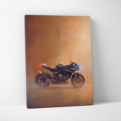 Triumph Speed Triple 1200RR Inspired Motorcycle Wall Art, Naked Bike Canvas Print & Garage Decor
