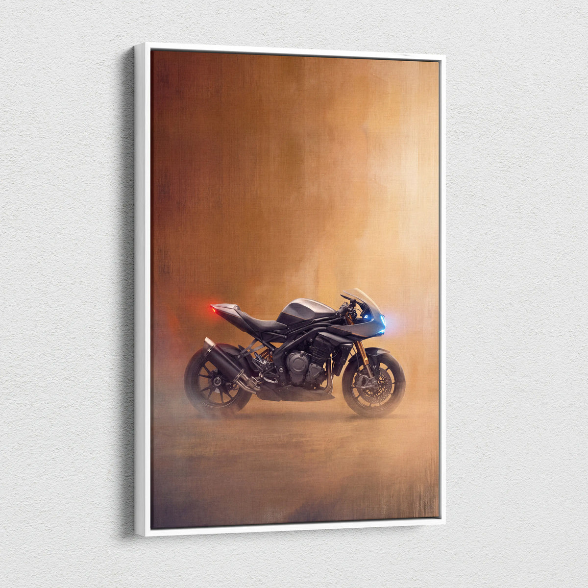 Triumph Speed Triple 1200RR Inspired Motorcycle Wall Art, Naked Bike Canvas Print & Garage Decor