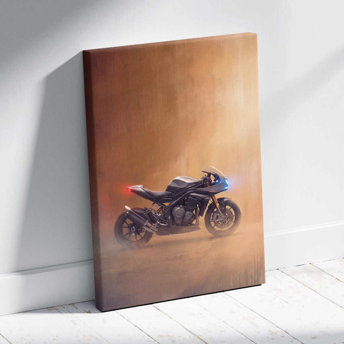 Triumph Speed Triple 1200RR Inspired Motorcycle Wall Art, Naked Bike Canvas Print & Garage Decor