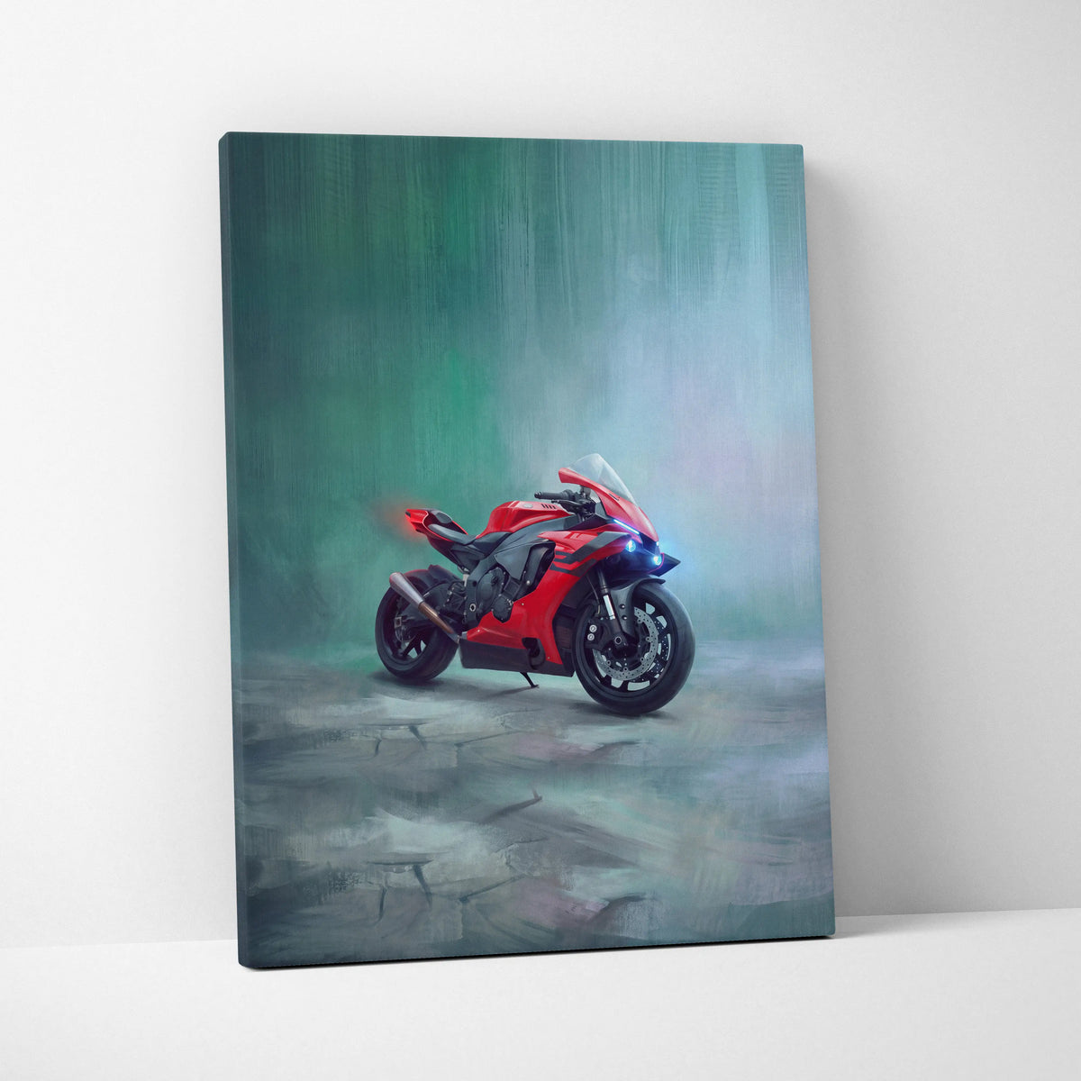 Yamaha R1 Inspired Sport Bike Wall Art, Racing Canvas Art for Motorcycle Enthusiasts