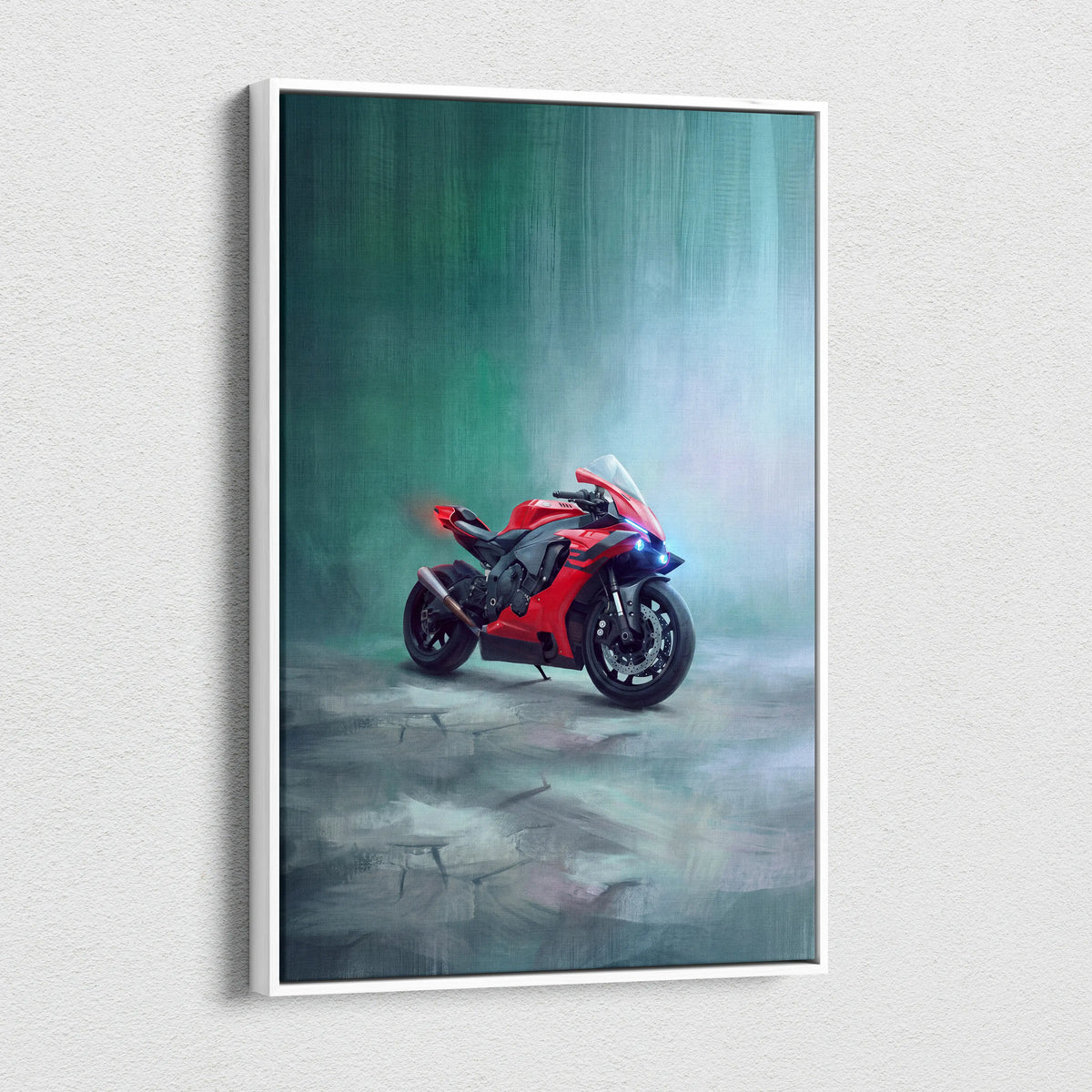 Yamaha R1 Inspired Sport Bike Wall Art, Racing Canvas Art for Motorcycle Enthusiasts