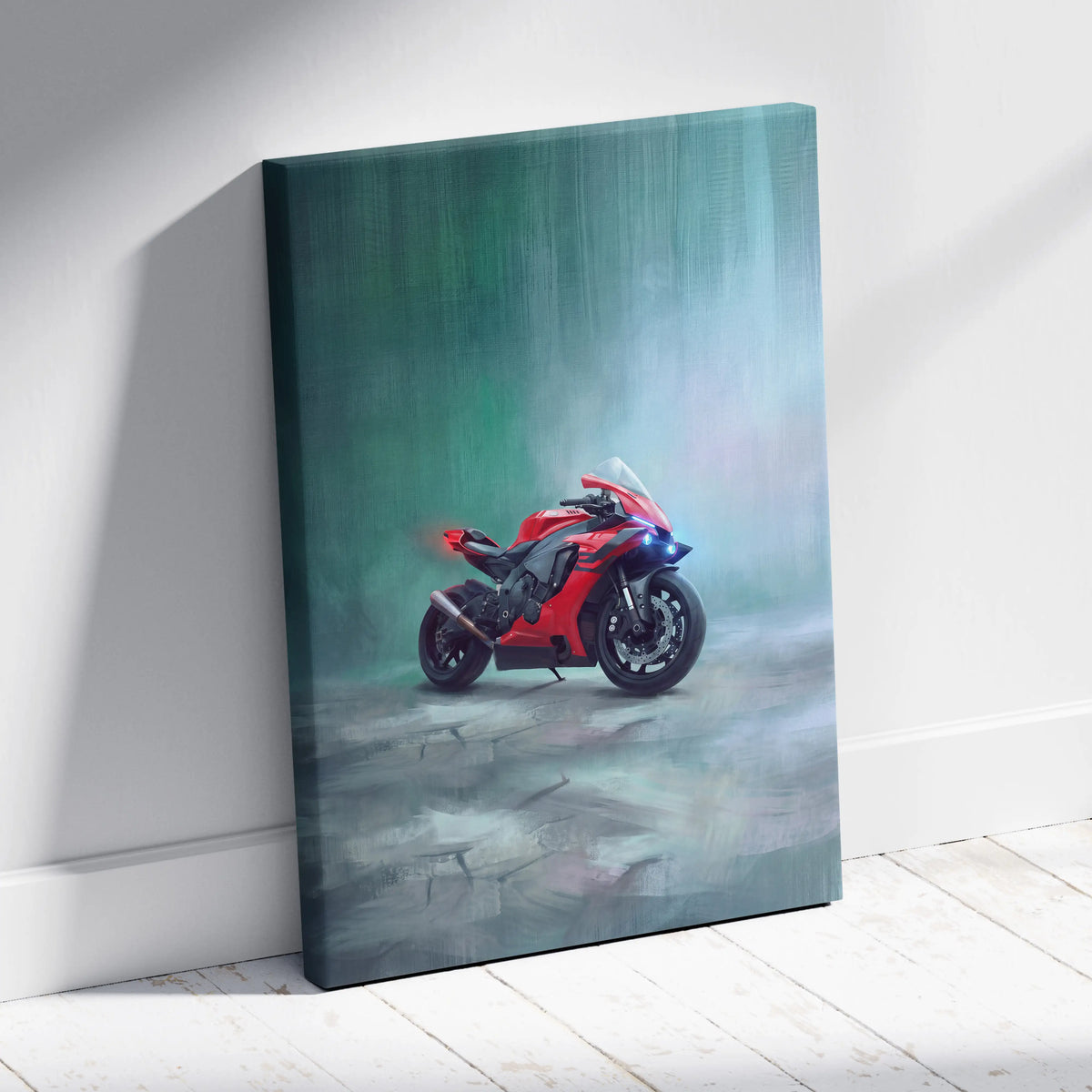 Yamaha R1 Inspired Sport Bike Wall Art, Racing Canvas Art for Motorcycle Enthusiasts