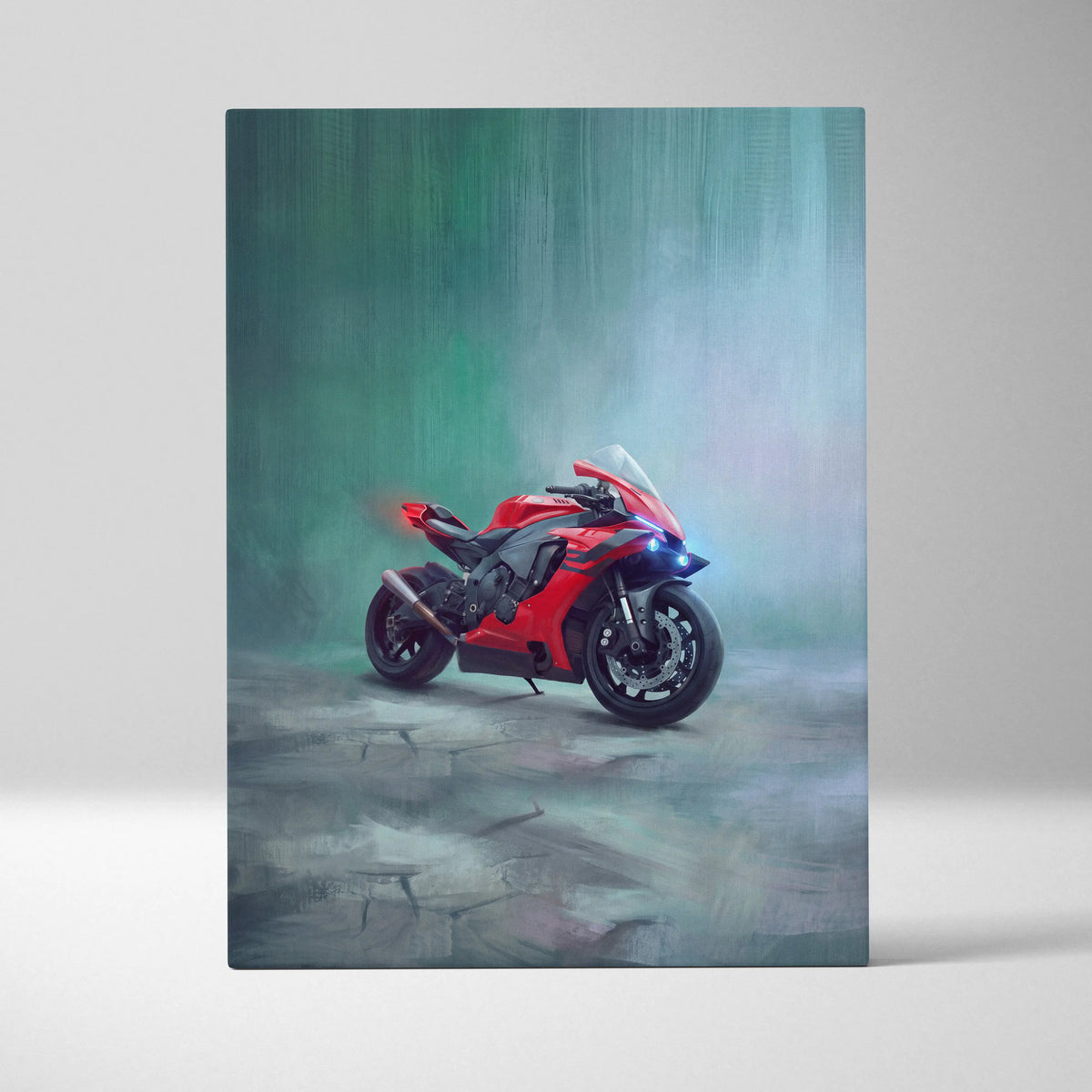 Yamaha R1 Inspired Sport Bike Wall Art, Racing Canvas Art for Motorcycle Enthusiasts