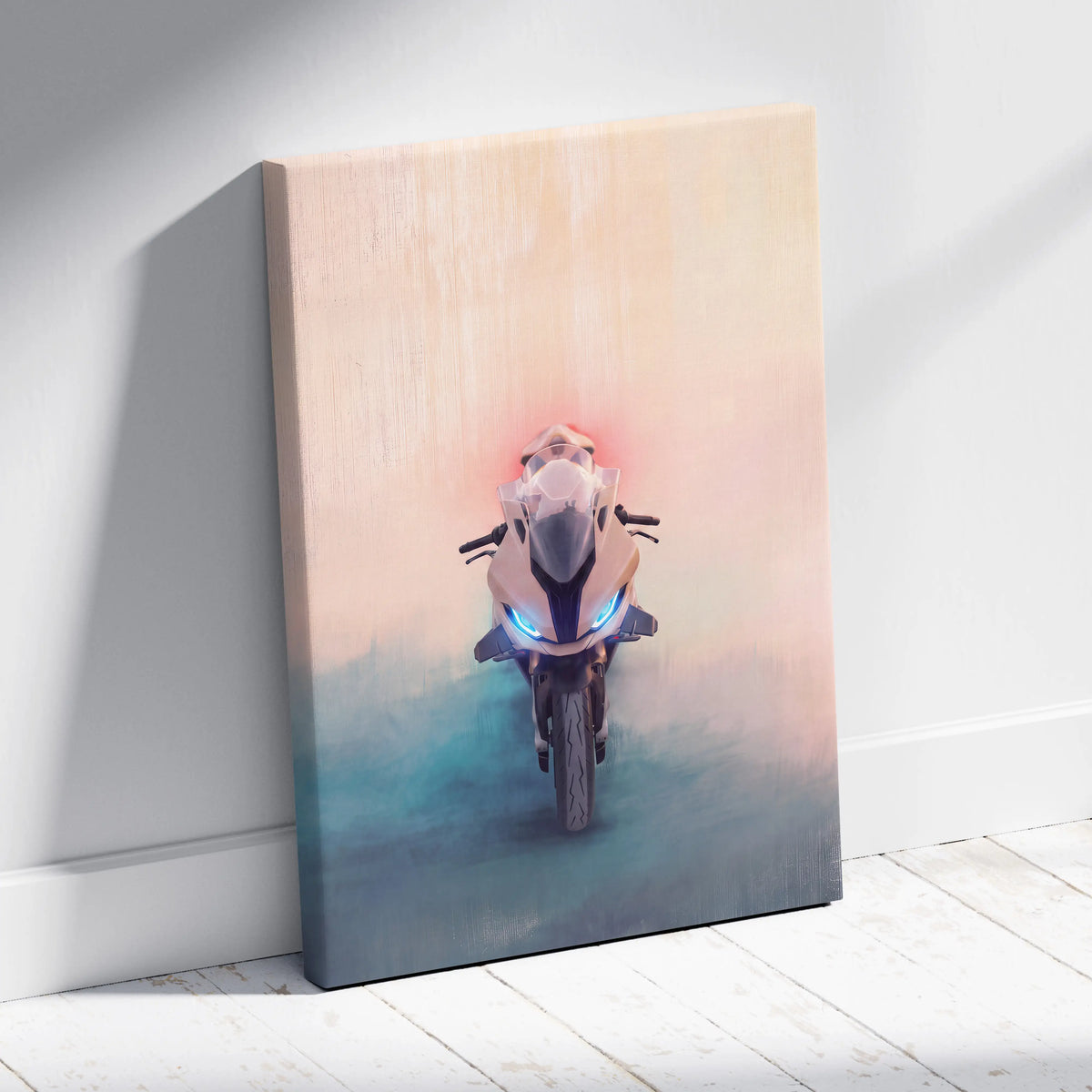 BMW S1000RR Inspired Supersport Wall Art, Modern Canvas Art & Motorcycle Garage Decor