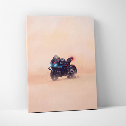 BMW M1000RR Inspired Motorcycle Wall Art, Carbon Track Machine Print and Garage Decor