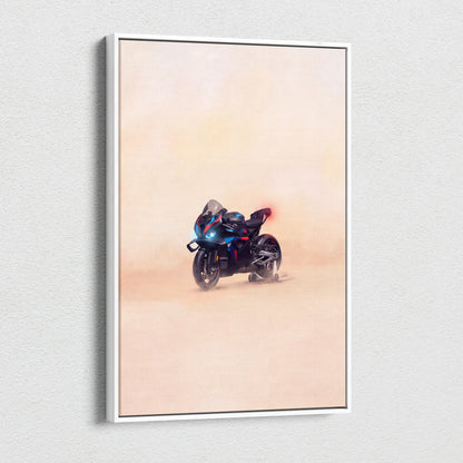 BMW M1000RR Inspired Motorcycle Wall Art, Carbon Track Machine Print and Garage Decor