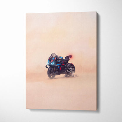 BMW M1000RR Inspired Motorcycle Wall Art, Carbon Track Machine Print and Garage Decor