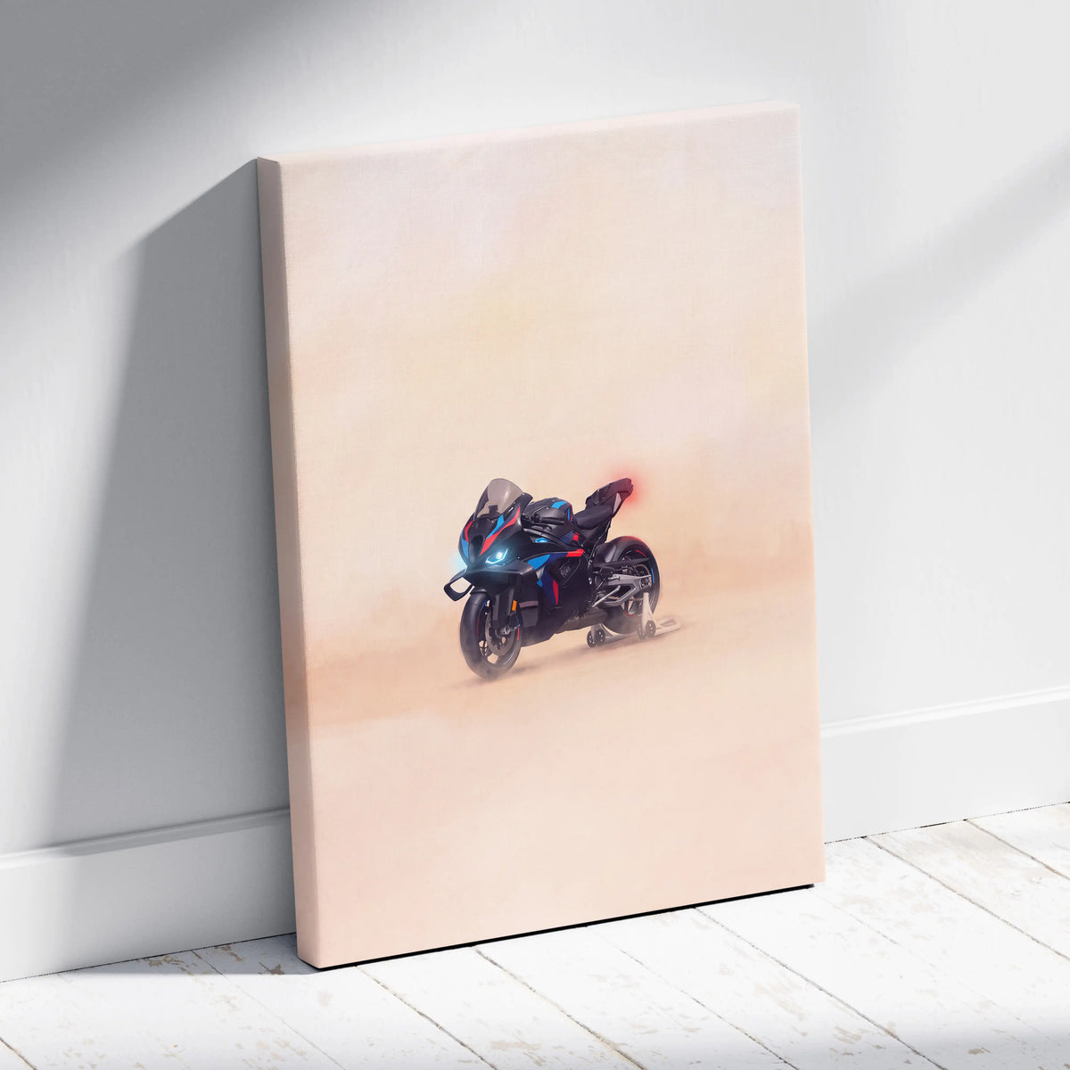 BMW M1000RR Inspired Motorcycle Wall Art, Carbon Track Machine Print and Garage Decor