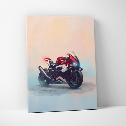 BMW S1000RR Inspired Sport Bike Wall Art, Motorsport Racing Print and Rider Gift