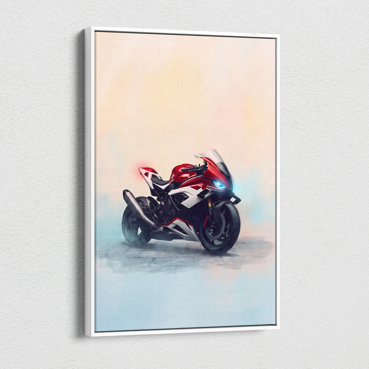 BMW S1000RR Inspired Sport Bike Wall Art, Motorsport Racing Print and Rider Gift