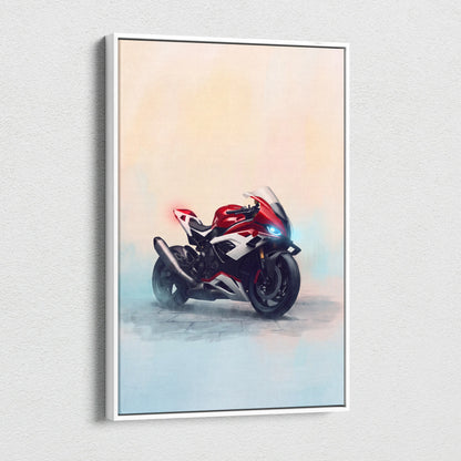 BMW S1000RR Inspired Sport Bike Wall Art, Motorsport Racing Print and Rider Gift