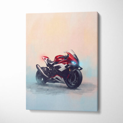 BMW S1000RR Inspired Sport Bike Wall Art, Motorsport Racing Print and Rider Gift
