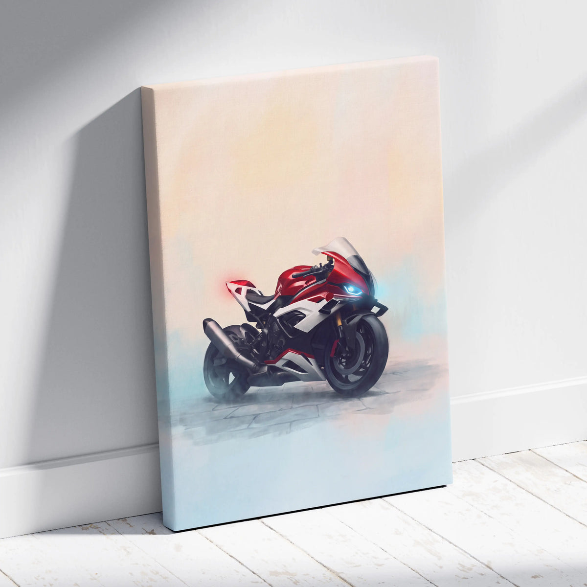 BMW S1000RR Inspired Sport Bike Wall Art, Motorsport Racing Print and Rider Gift